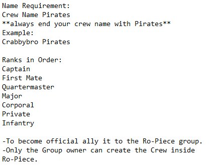 Rellsin On Twitter We Have A Crew System In Ro Piece That - good names for a group on roblox