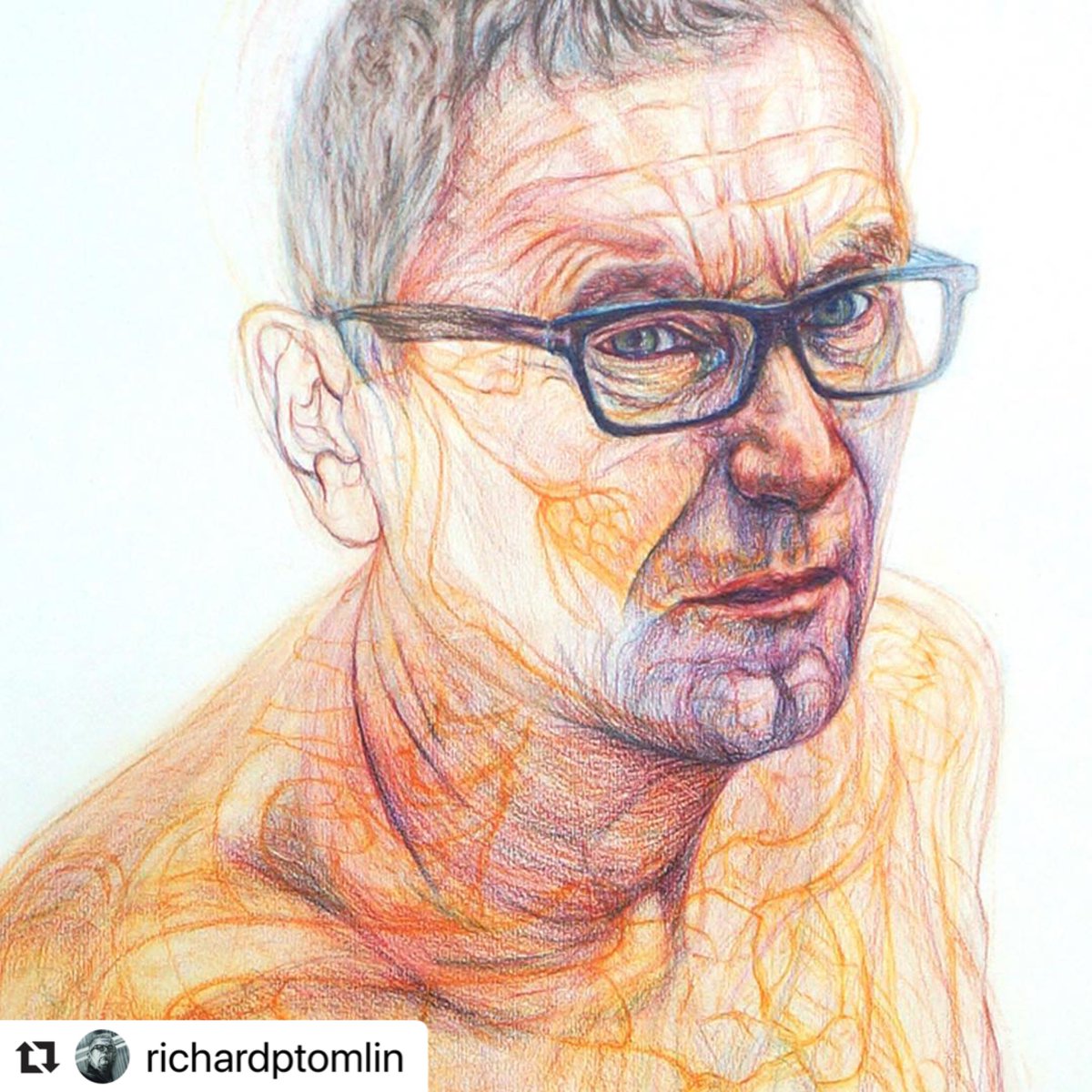 one of our artists Richard Tomlin has been drawing one self portrait since 2013 and will be looking at past and present in our 2019 exhibition @TheCryptGallery #contemporaryart #artistcollective #painting #drawing