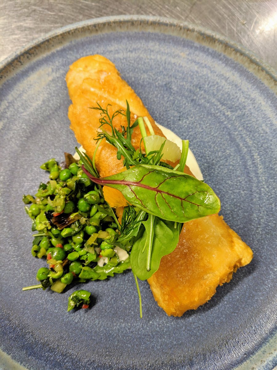 Donegal Beer Battered Haddock, Crushed Peas, Citrus Salad <a href="/RedcastleHotel/">Redcastle Hotel</a> #barfood