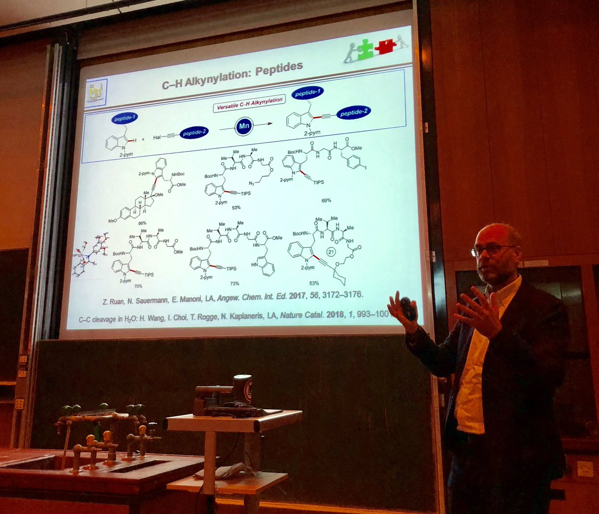 Great talk by Lutz Ackermann <a href="/aztul/">Lutz Ackermann</a>  on C-H activation catalysis, peptide modification and electrochemistry. <a href="/KITKarlsruhe/">Shmoopy</a>