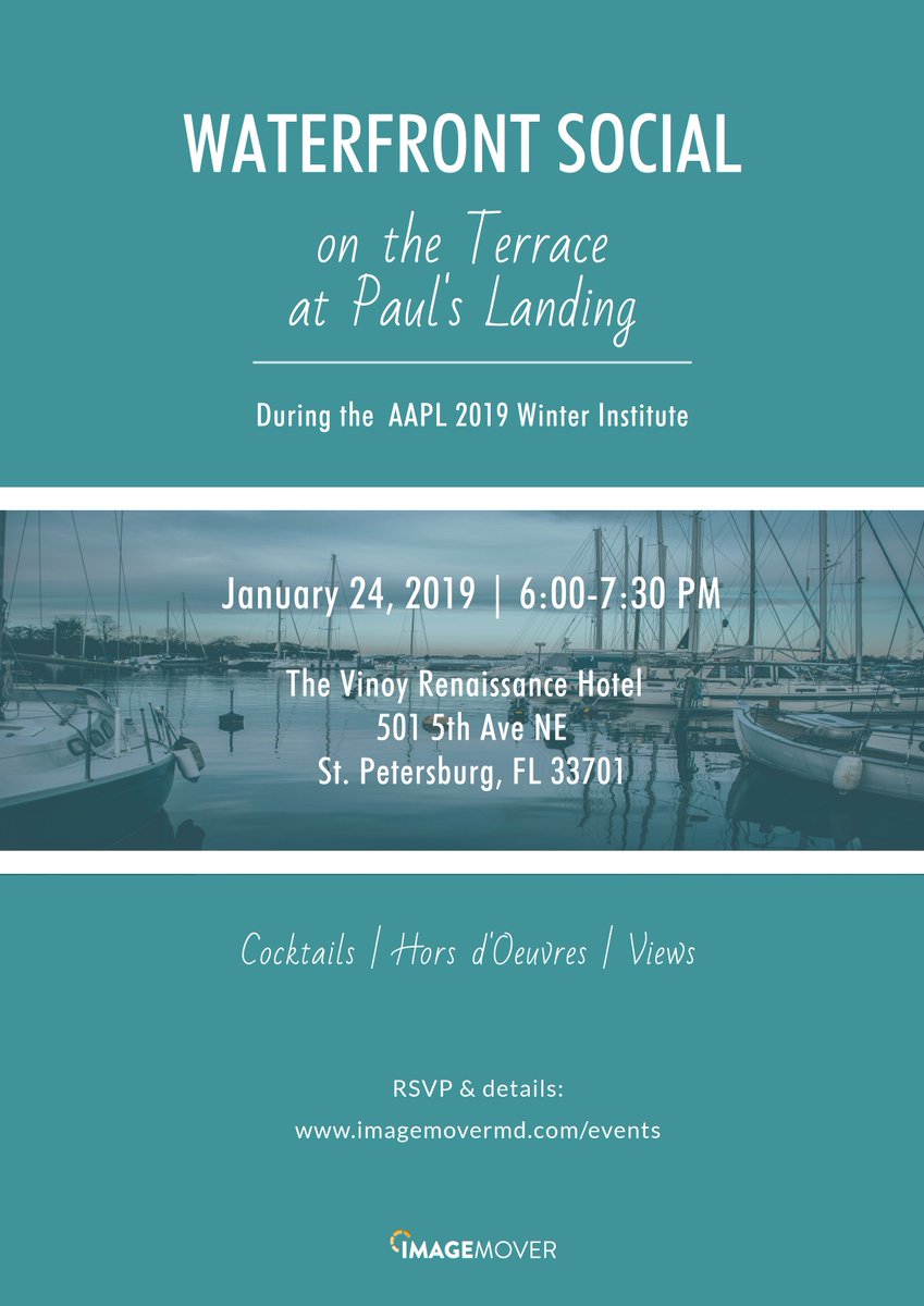 ImageMoverMD's tweet image. Going to the 2019 AAPL Winter Institute?  So are we!  Join us for a Waterfront Social on January 24th. bit.ly/2FAUDnu RSVP now! #WomenInMedicine #WinterInstitute2019 #wellness @PhysiciansLead
