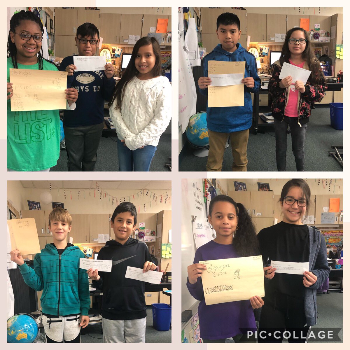 HannahPhilley's tweet photo. I am so proud of these kids! Their resiliency amazes me. They came in this morning to new table partners and worked so hard writing algebraic equations and word problems!   @barron_bigcats #5thgradeLions #BarronWorldFamous https://t.co/r5Wxh3TA6Q