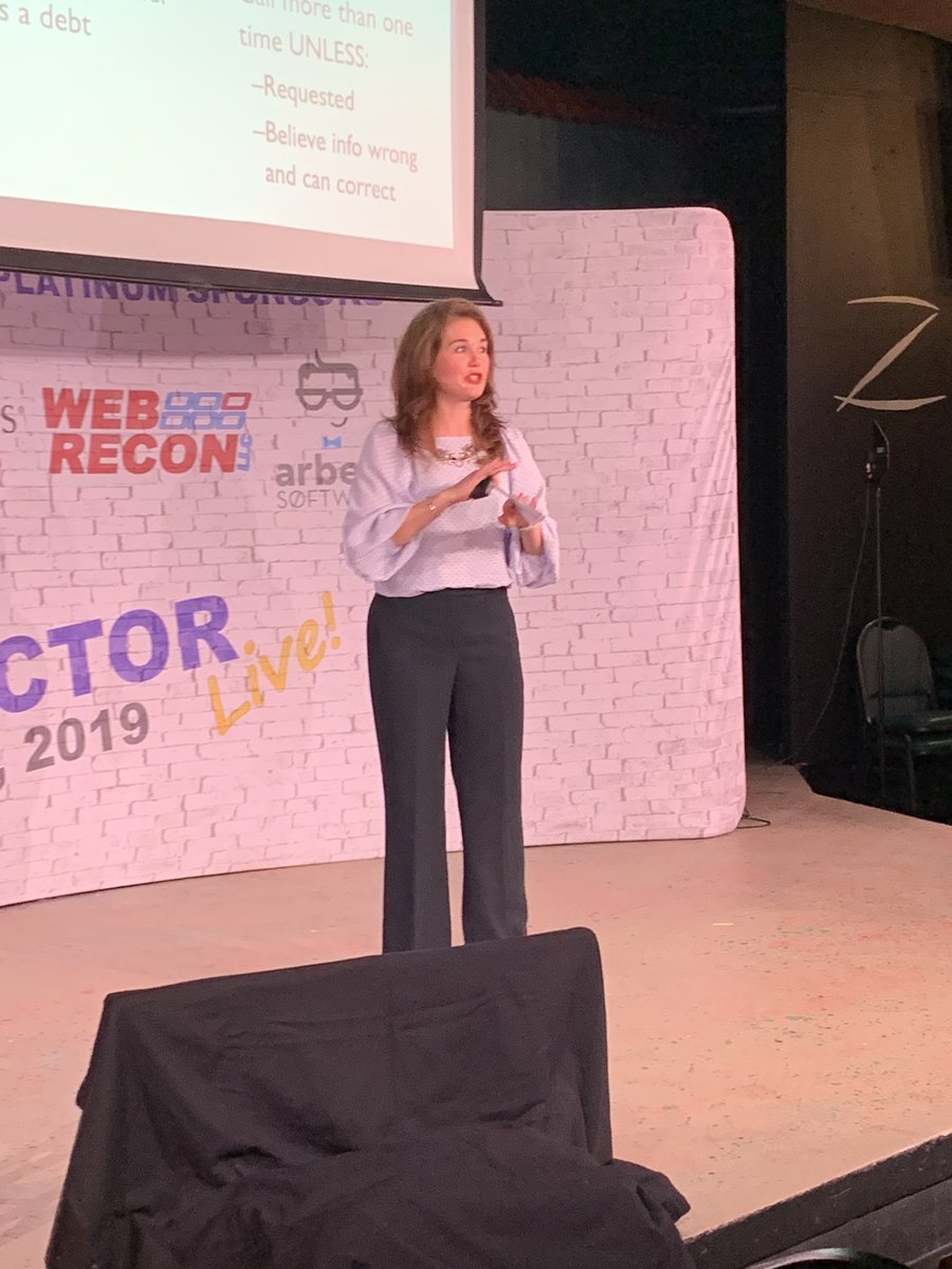 LesCBender's tweet photo. We are at https://t.co/5xVQWGOHaF! And TrueAccord’s Kelly Knepper-Stephens is giving a fantastic presentation on compliance #collectorlive https://t.co/FYajbCbbaR