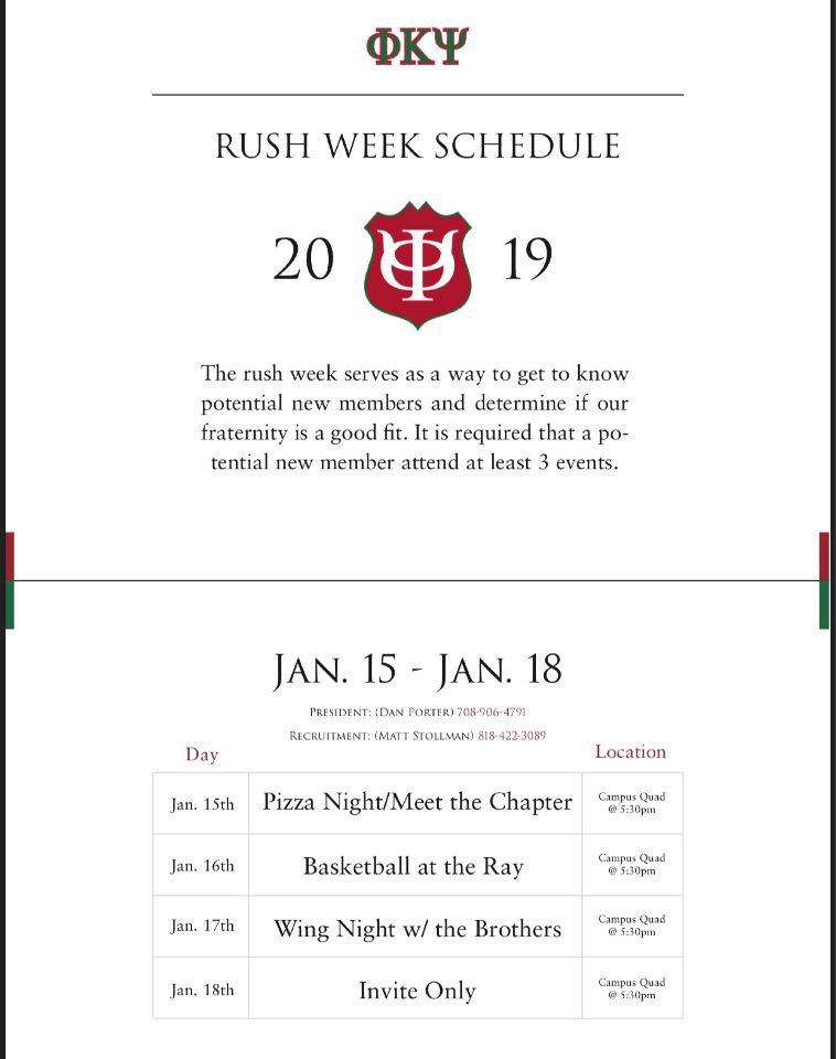 PhiPsiDePaul's tweet photo. Winter rush week has started. Come to the campus quad at 5:30pm today and join the brothers for pizza night. Hope to see you there! #PhiPsi https://t.co/CBaQysHQGV