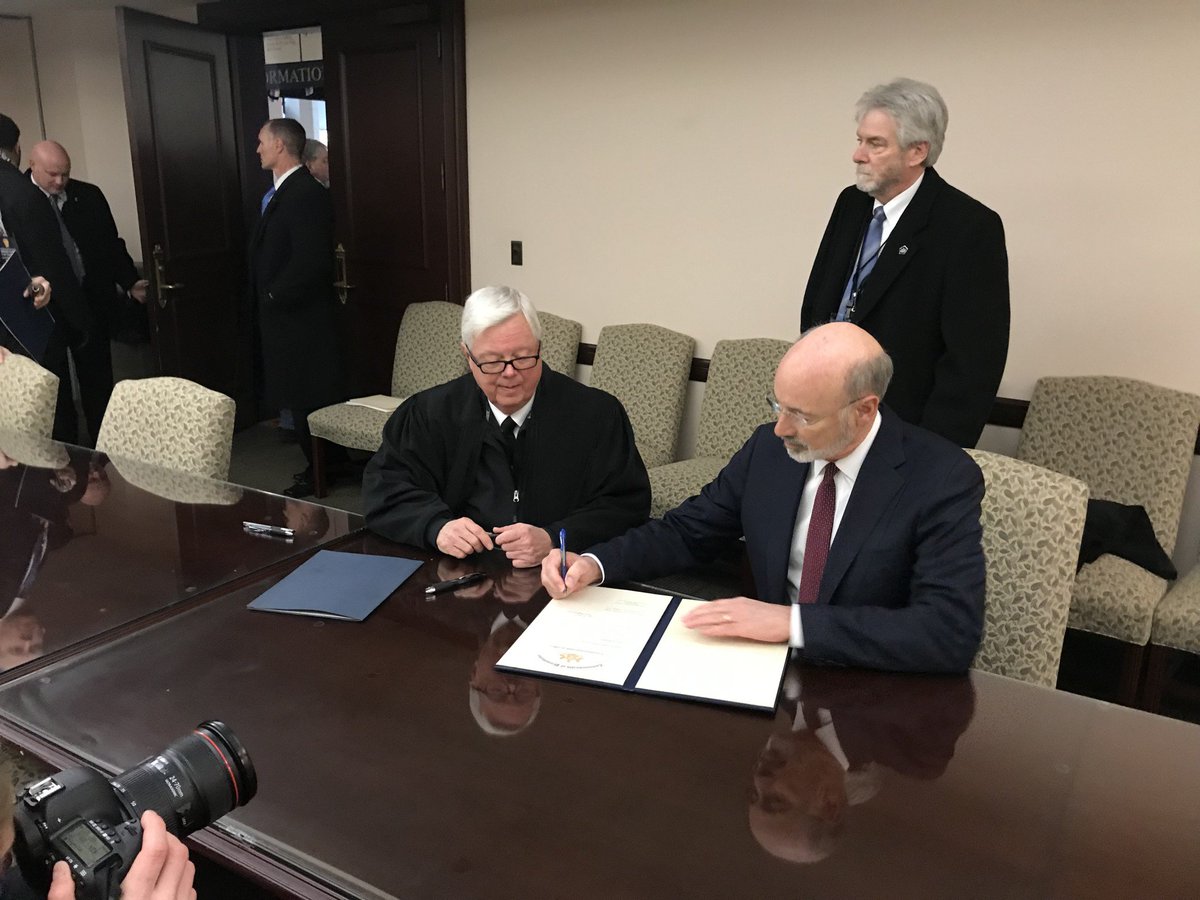 Governor Wolf just signed the Oath of Office! We’re ready for 4 more years! #InaugurationPA