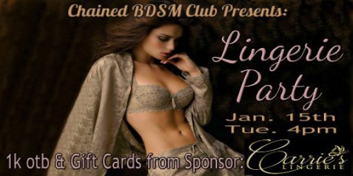 chained2017's tweet photo. $1K for "Lingerie Party " By: Carrie's Lingerie w/ Dj Baby Cat (Mits)
DJ Baby Cat (Mits)
Host Nadeera
Dancer Cher
Prize $1K OTB &amp; Giftcard to top winner from Carrie's Lingerie !
When* 4PM 
Where* CHAINED BDSM CLUB
LYFT: https://t.co/F7CFyMPK0w  #SecondLifePlace #Secondnightlife https://t.co/TqwwNeJ1TN