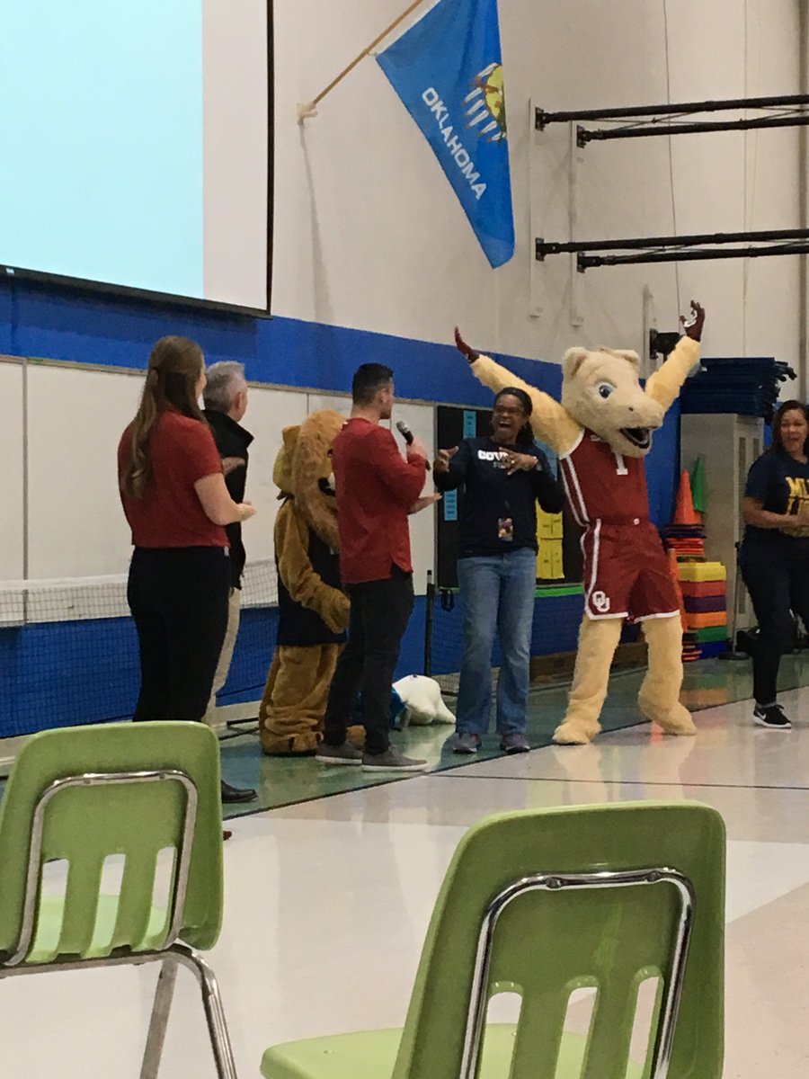 OKCPS's tweet photo. Martin Luther King Elementary P.E. teacher Lydia Dowdell received the surprise of a lifetime last Friday morning. The University of Oklahoma Athletics Department and Chevrolet surprised Ms. Dowdell with a brand new car! We wish her fun, safe travels! @OU_Athletics @chevrolet https://t.co/Np1KHOGdgd