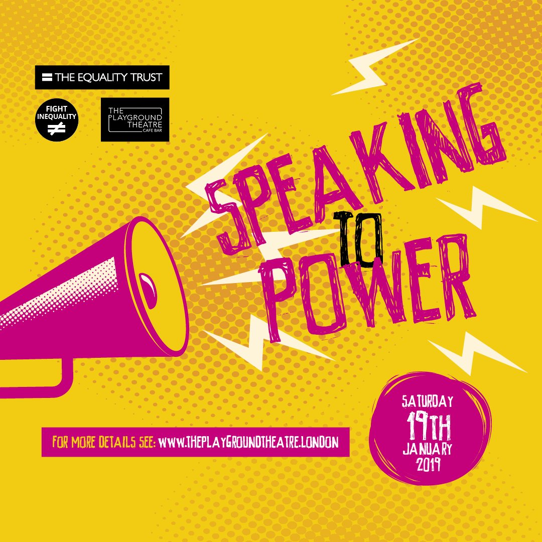 Full line-up now announced for Speaking to Power - THIS SATURDAY in #NorthKen <a href="/PlaygroundW10/">The Playground Theatre</a> 🥳

See the schedule here 👇
facebook.com/events/1127691…

#FightInequality