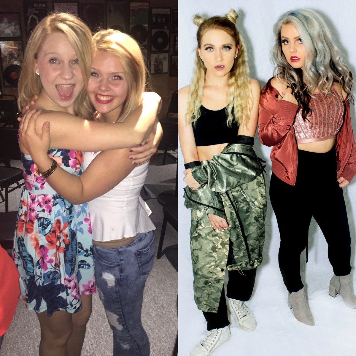 officialblum's tweet photo. Since the #10yearchallenge is everything right now here is our little transformation photo from 2015! Not quite 10 years but we’ve definitely both learned a lot since then (like how to fill in our eyebrows) haha enjoy! 😂💕🙏🏼 https://t.co/BzMjrF2Q1i