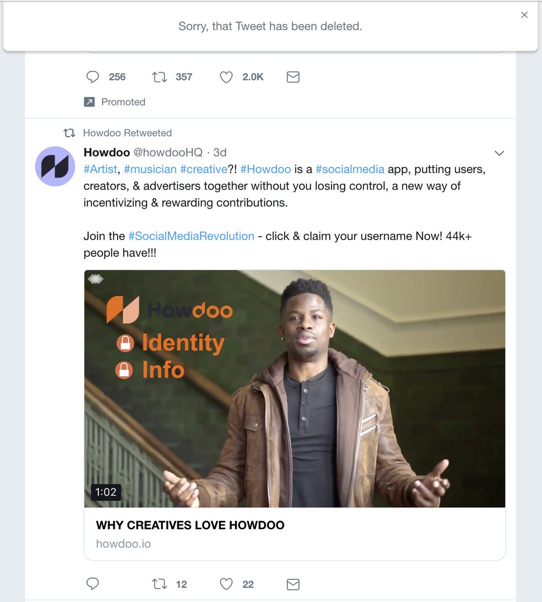 DaimanWillden's tweet image. #Howdoo tweet deleted, was that meant by the poster or done by Twitter?