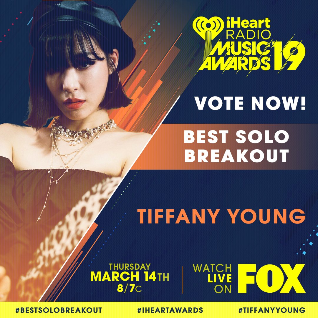 iHeartRadio's tweet image. RT to vote for #TiffanyYoung for #BestSoloBreakout! #iHeartAwards