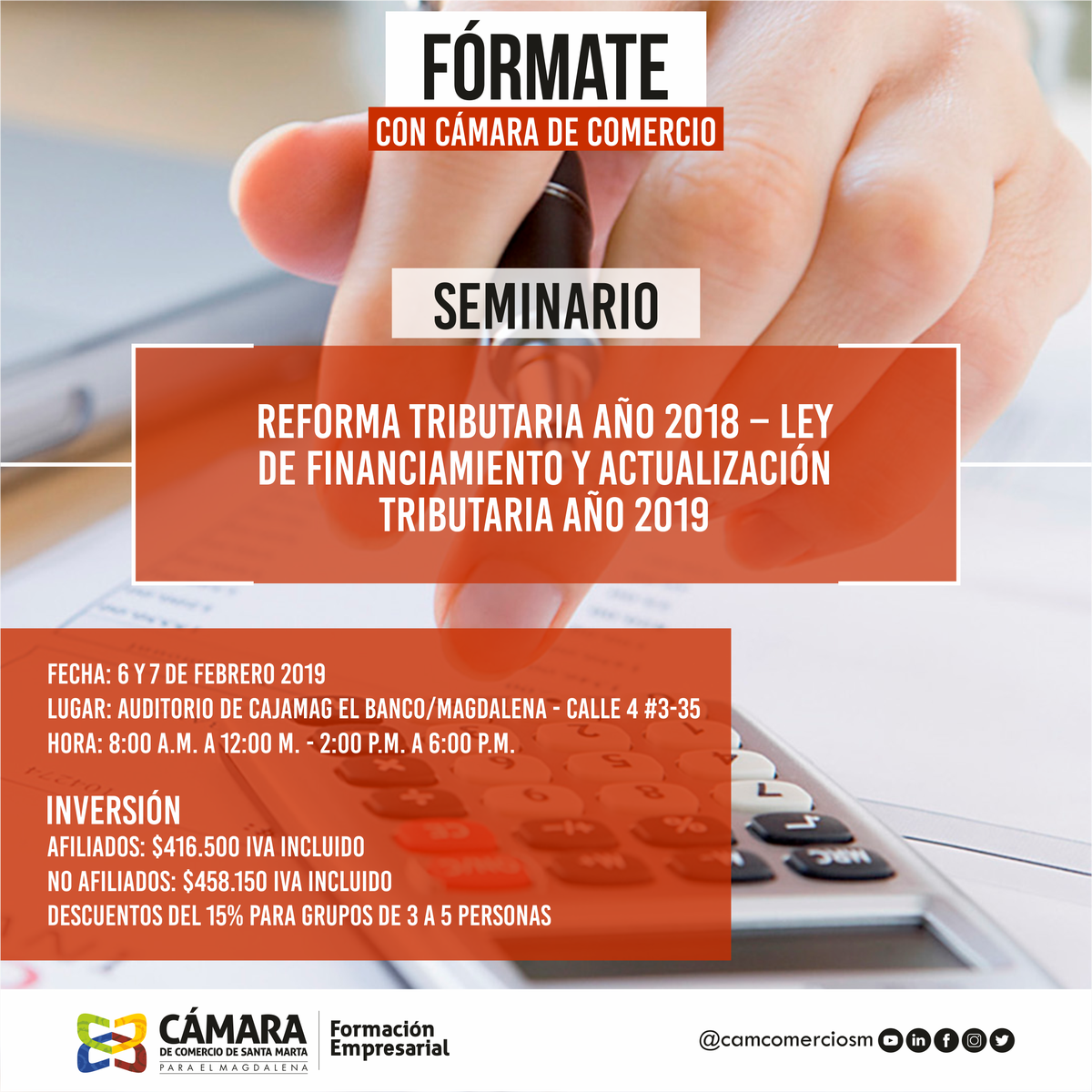 CamComercioSM's tweet photo. Conozca los cambios aprobados en la Nueva Reforma Tributaria, y la forma en que se aplicarán estas nuevas disposiciones, y afectarán a los obligados a cumplir esta nueva Ley. #FormaciónEmpresarial #FórmateConCámaradeComercio #CreciendoContigo https://t.co/4bd8nUFEwe