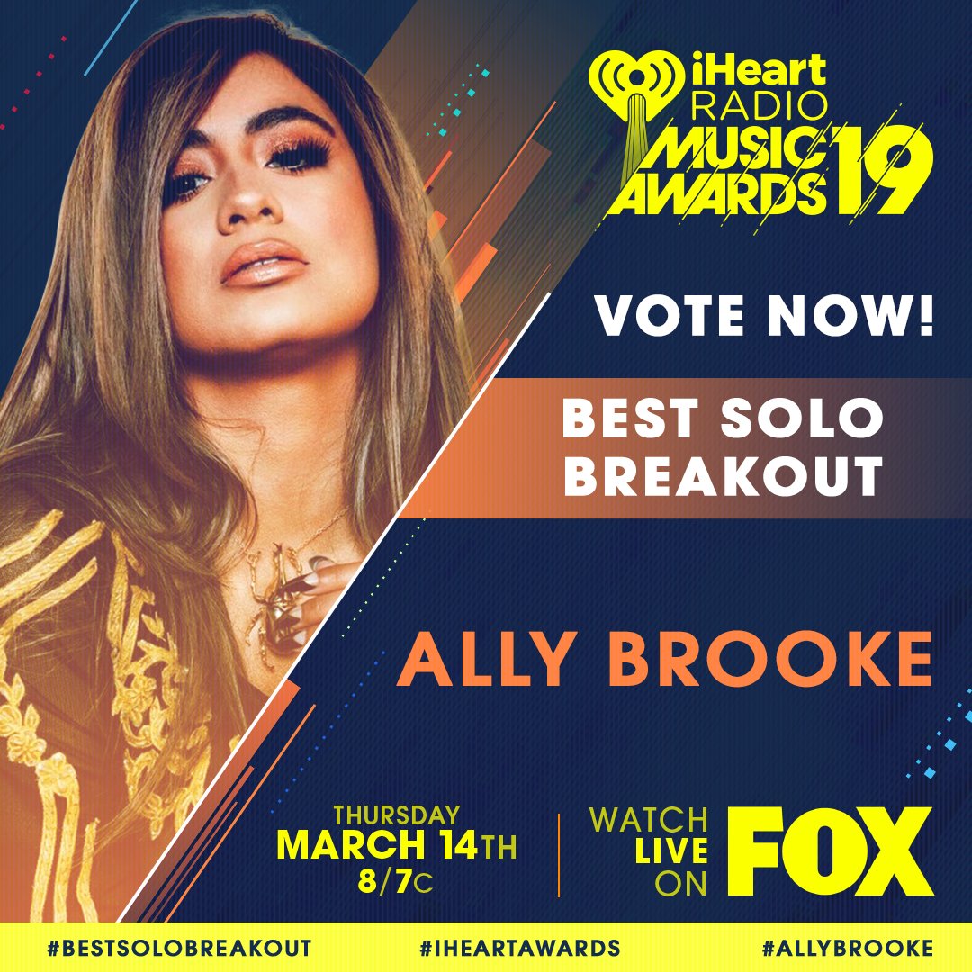 iHeartRadio's tweet image. RT to vote for #AllyBrooke for #BestSoloBreakout! #iHeartAwards