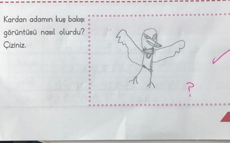 kardan adamın kuşbakışı çizimi. yeni nesil gümbür gümbür geliyor. sıkı tutunun 😂😂😂