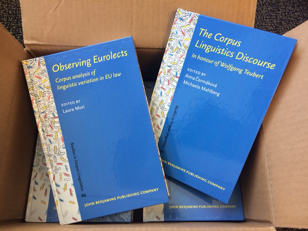 uroemer's tweet photo. Excited about the two latest volumes in the #corpuslinguistics book series I edit for @johnbenjamins! Check them out! #hotoffthepress #freshoutofthebox #discourseanalysis #eurolects @MichaMahlberg @AnnCerm https://t.co/cpDUlBB3eL