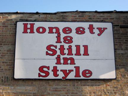 Attn Chicago: What do you know about this sign? 🤔  It was posted on the side of a currency exchange at Richmond &amp; Grand forever, and now it’s gone. Researching for a story; any/all leads &amp; info are appreciated. TYIA! #honestyisstillinstyle #humboldtpark #chicago