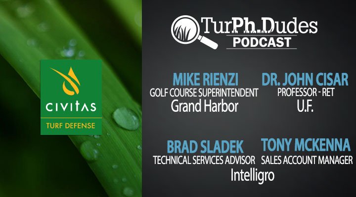 TurPhDudes's tweet photo. In the latest episode of TurPh.Dudes podcast, Dr. Raymond Snyder and @JHamiltonFrank sit down with Mike Rienzi Supt of Grand Hardbor, and  @CisarTurfDoc to learn more about Civitas from Brad Sladek and Tony McKenna of Intelligro. https://t.co/xtQ1QJflEr https://t.co/ovhxaCLpe0