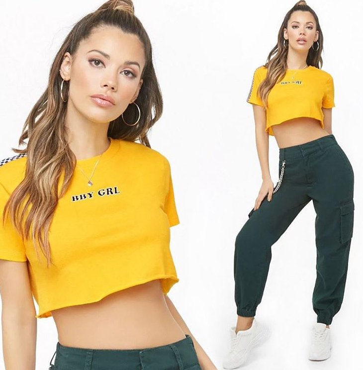 yellow graphic crop top