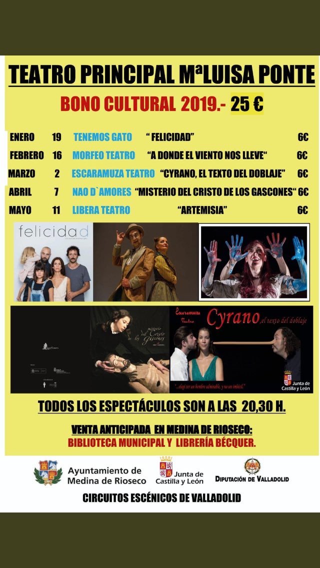 <a href="/AytoRioseco/">Medina de Rioseco</a> La grandeza del Teatro como método de conocimiento. El espectador va recibiendo dependiendo de cómo es y sus experiencias. <a href="/MedinaDRioseco/">Medina de Rioseco</a> <a href="/libreriabecquer/">LIBRERÍA  BÉCQUER</a> <a href="/Dip_Va/">Diputación de Valladolid</a>