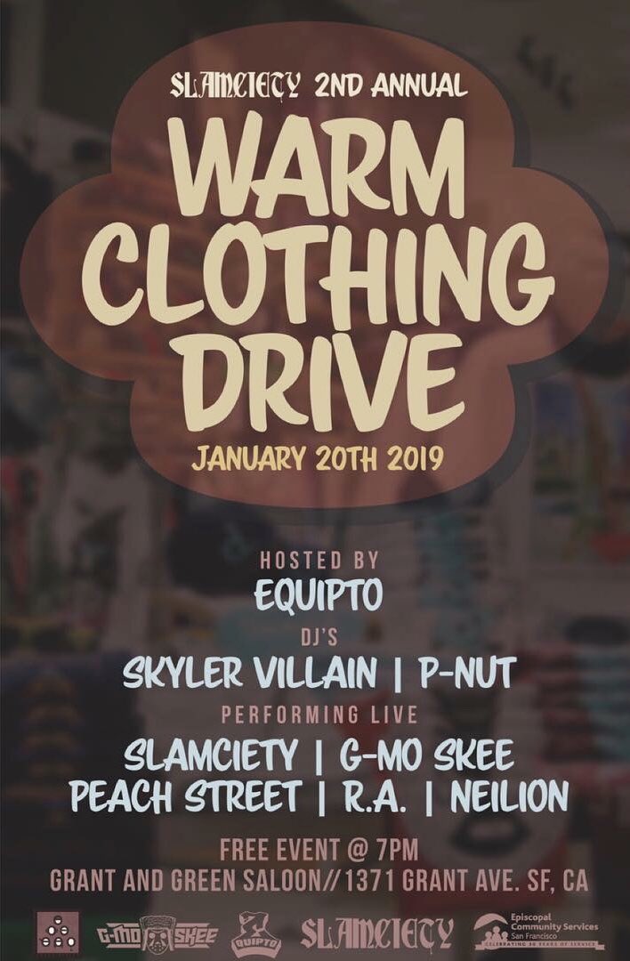 EQUIPTO's tweet image. January 20th, Sunday.!! 
I’m hosting this “WARM CLOTHING DRIVE” event with some dope artists y’all.!!! 
Need y’all to come out &amp;amp; bring some clothes for our houseless folks out there dealing with this weather..