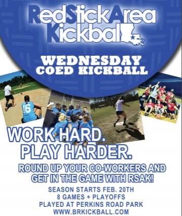 brkickball's tweet photo. Hey @CaneLandDistill would your crew like to come play kickball? We have a brand new Wednesday league to promote teamwork, fitness, and fun! https://t.co/5uqlt823t2 #workhardplayharder #comeplaywithRSAK https://t.co/SI8uHCimGE