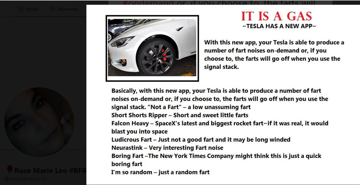 @teslacarhq @jzmcbride Send @elonmusk and @Tesla  your Far APP story.  What do you think the farts sound like LOL 🤣😂