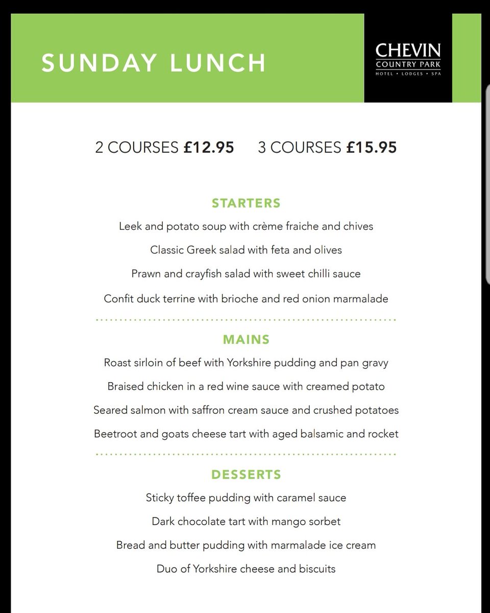 Our new Sunday Lunch Menu 🍽 
Call now to book on 01943 467818

#menu #sunday #sundaylunch #roastdinner #delicious #foodie #hotel #Otley #guiseley #Leeds #westyorkshire