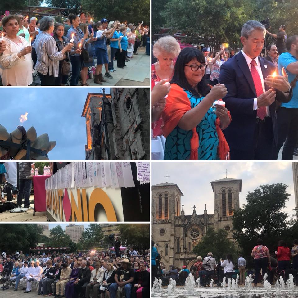 #300LookBack Day of Reflection during Commemorative Week, commemorating San Antonio's founding as a mission with city interfaith leaders at Main Plaza.