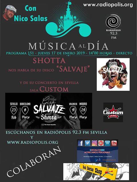 El próximo JUEVES 17 nos visita @ShottaDestroy , que nos presenta su último disco SALVAJE. Recuerda, de 14 a 15 en Radiopolis Radio, en el 92.3 FM.
#MusicaalDía