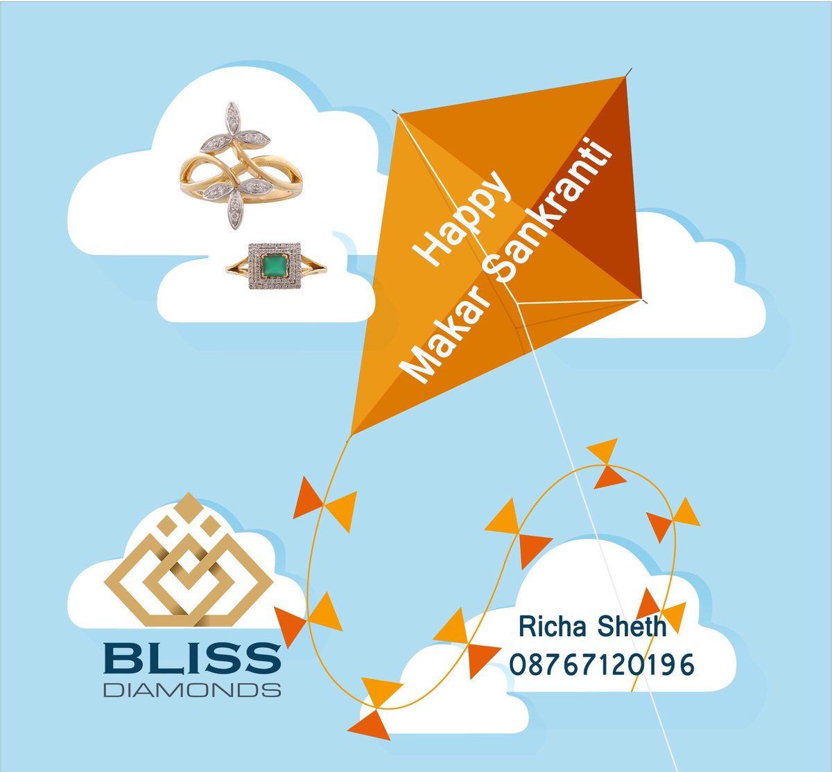 blissdiamonds's tweet photo. Come fly with us..
#BlissDiamonds #MakarSankranti2019 #Uttarayan #KiteFlying #Wishes #Greetings #RealDiamonds #Jewellery #Retail #Certified #Hallmarked #CustomMade #QualityAtItsBest #TrendSetter #Gold #Order #Enquire #JewelleryBox #InstaJewellery #InstaJewels #Diamonds https://t.co/ce6OYt2zgn