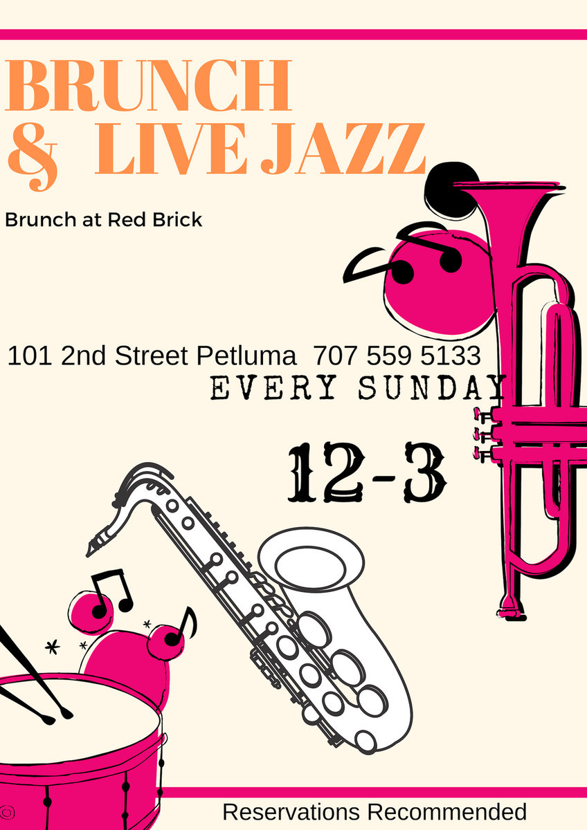 rbpetaluma's tweet photo. Brunch and Live Jazz at Red Brick every Sunday 12-3 https://t.co/IyL8ZOIuYW