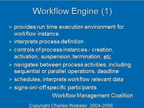 wareFLO's tweet image. Workflow Engine > Provides run-time execution environment for workflow instance > 2006 EHR WfMS Tutorial Slides 103-108: To Be, or Not to Be (the Workflow Engine) That is the Question wareflo.com/2012/10/2006-e… #HIMSS19 #HIMSSworkflow #BPM