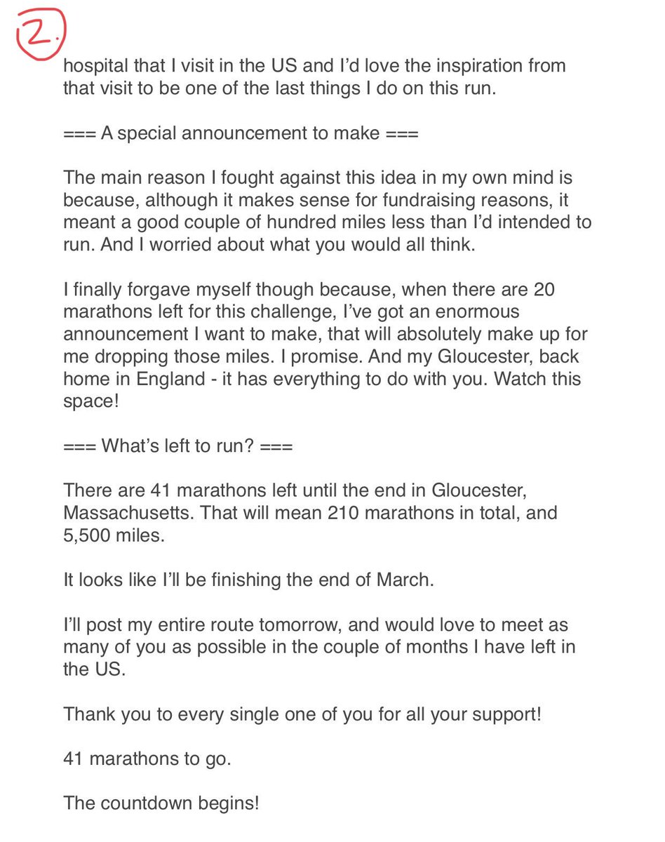 MrJamieMcDonald's tweet photo. *I have a big announcement to make about the finish of this run*

Yes, you read that right. I said ‘the finish’.

I think I’m ACTUALLY going to do this.

Read images for the big announcement 📖 

#SuperUSrun 🇺🇸🏃🏻 https://t.co/THFm4gih5x