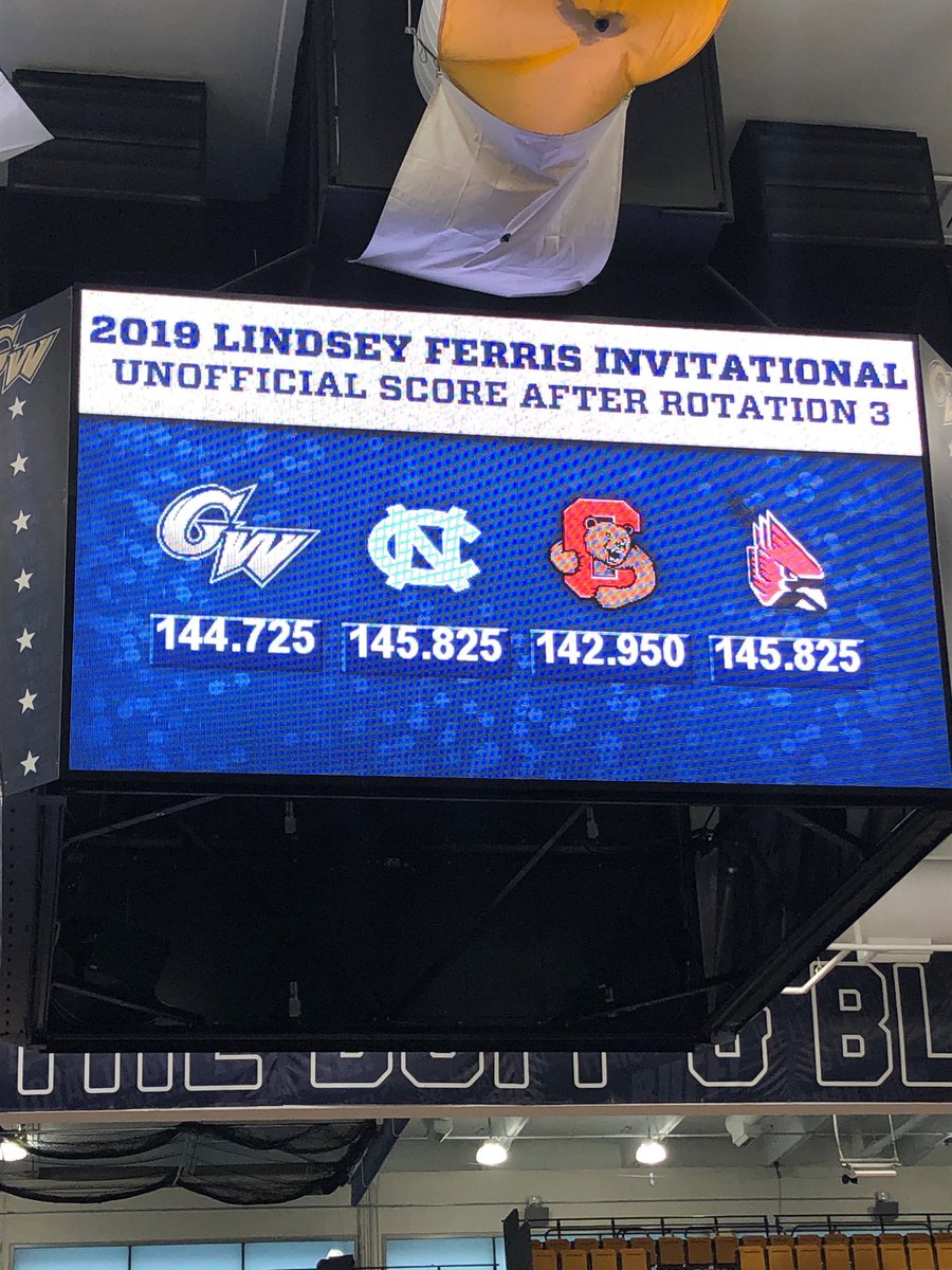 mappleton94's tweet image. SCORE ALERT after 3 rotations. ⁦@uncgymnastics⁩  tied for first against ⁦@BallStateGYM⁩ ⁦@CChauvenet⁩   Hoping for a big W here in DC!