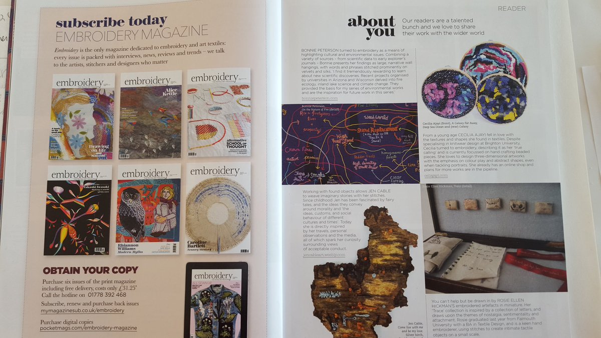 #firesofchange On the Nature of Fire #embroiderymagazine Jan/Feb issue is a huge honor!