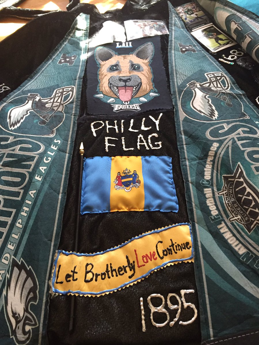 PhillyPrideLady's tweet photo. Watching for another #EaglesNation WIN! #PhillyFlag is waving our favorite Super Bowl #underdogs ! @PhillyPrideLady @LaneJohnson65 @SheilaShowPHL https://t.co/CcVEN5wnA2