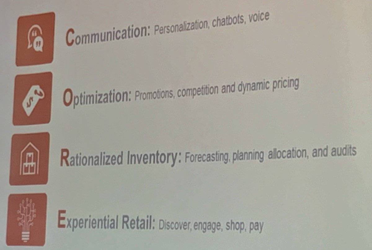 #LEX2019PF <a href="/mariedriscoll/">marie driscoll</a> Artificial Intelligence underlies all aspects of retail ecosystem - Future role of #AI in retail will impact #Communication #Optimisation #RationatizedInventory #ExperientialRetail <a href="/CoresightNews/">Coresight Research</a> #Retail 🛍