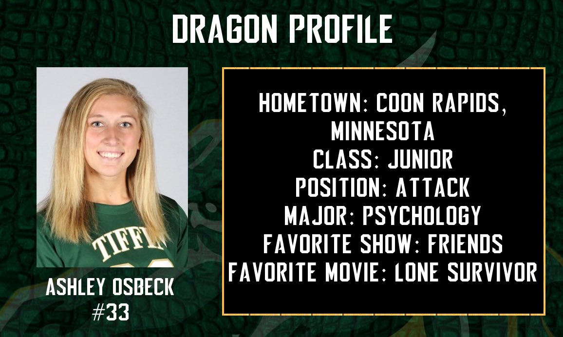 Dragon_Lacrosse's tweet photo. Get to know #33 Ashley Osbeck! #DragonProfile π₯π²π₯ https://t.co/jtWwTL4QRA
