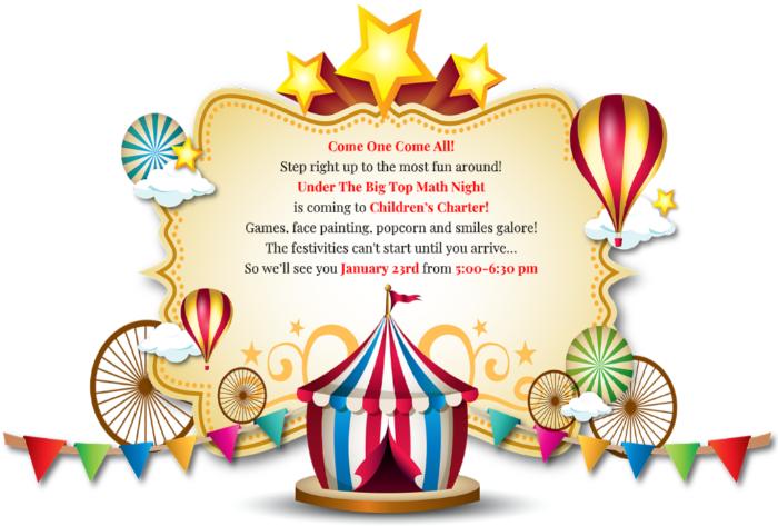 CCESSTARS's tweet photo. Under the Big Top Math Night at Children's Charter - January 23rd from 5:00-6:30 pm -... https://t.co/DVc4hxH3yW https://t.co/0yXFpLE0JO