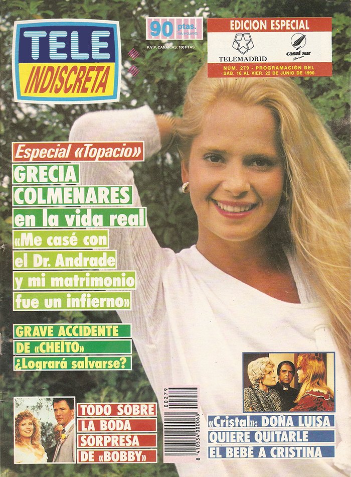 ColeccionTV's tweet image. En 1990 #TeleIndiscreta dio mucho la espalda a las series estadounidenses que tantas alegrías le habían dado en los 80. Ahora era el turno de los culebrones sudamericanos. #Cristal por ejemplo tuvo al menos 20 portadas. 
tvcoleccion.blogspot.com/2019/01/tele-i…