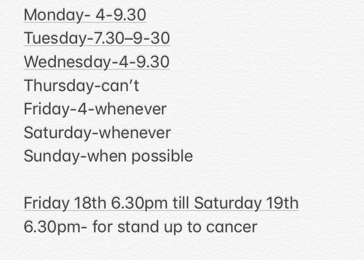 jackdaniel12121's tweet photo. Here is my streaming times on twitch feel free to come along and chat and maybe get involved also doing a stand up to cancer stream a entire 24 hours #standup2cancer https://t.co/K8NTGNcyk1