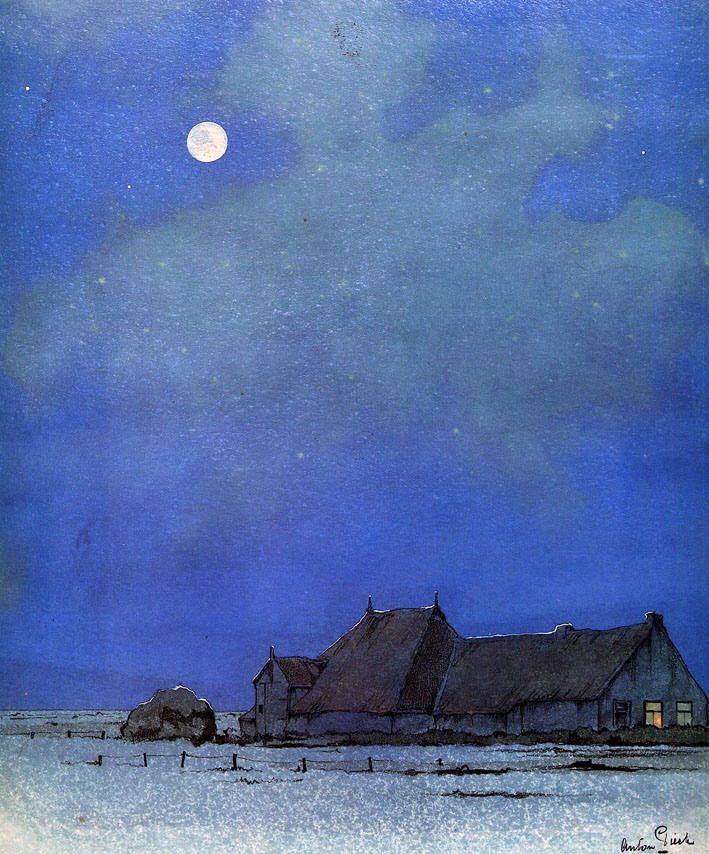 Anton Pieck - Moonlit Night, 1941.