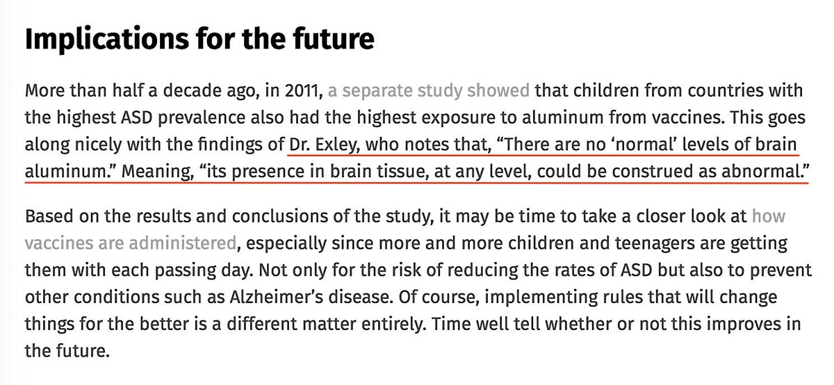 There Are No ‘Normal’ Levels Of Brain Aluminium. Its Presence In Brain Tissue, At Any Level, Could Be Construed As Abnormal.December 17, 2017 https://www.autismtruthnews.com/2017-12-17-is-autism-a-side-effect-of-metal-toxicity-high-aluminum-concentrations-discovered-brain-tissue.html #QAnon  #Vaccine  #Autism  #MetalToxicity  @potus