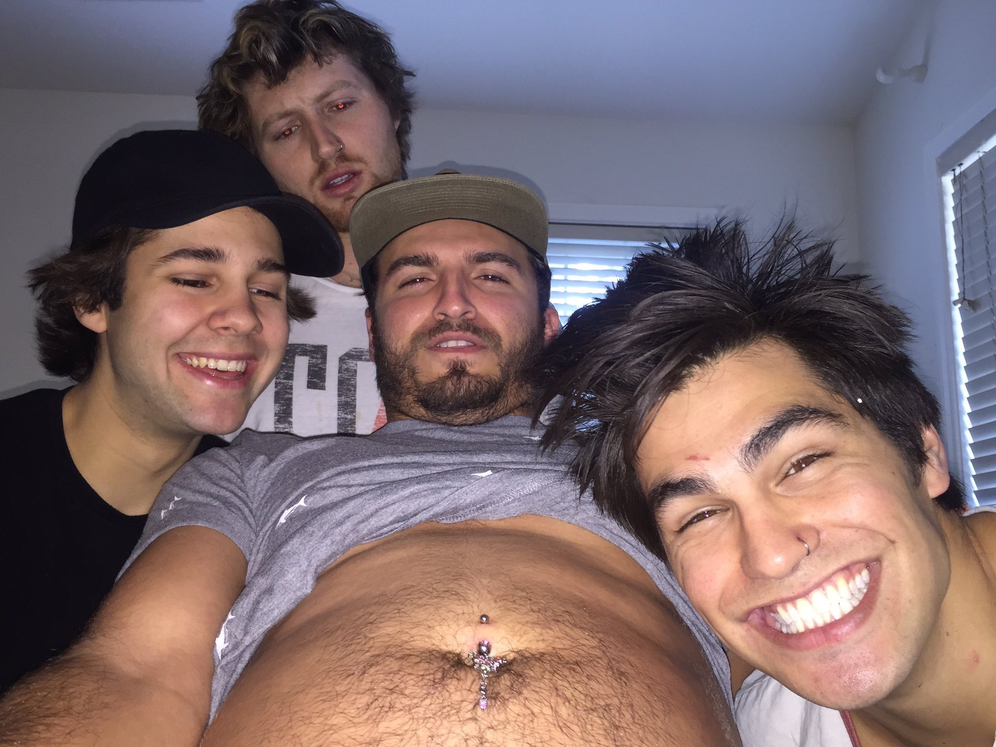 Men belly piercing