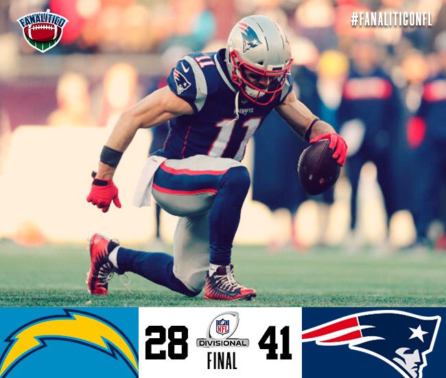 FanaliticoNFL's tweet photo. #FanaliticoNFL #Patriots echa a #Chargers y se enfila a la #FinalAFC ante #Chiefs en busca del #SuperBowl #TiempoReal #CadenaHDeportes #NFL #NFLPlayoffs https://t.co/iugQ669hg4