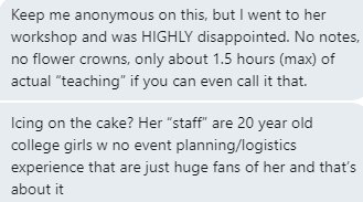 Anonymous DM from someone who attended one of the workshops.