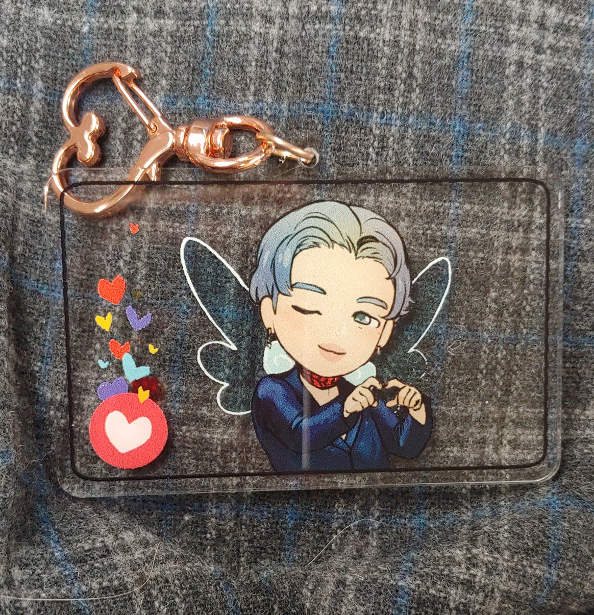 Emirichu 🍓 X वर: And one of my favorite purchases, a Jimin charm in his  BS&T outfit on one side and an oversized sweater on the other ??? Its  like this charm