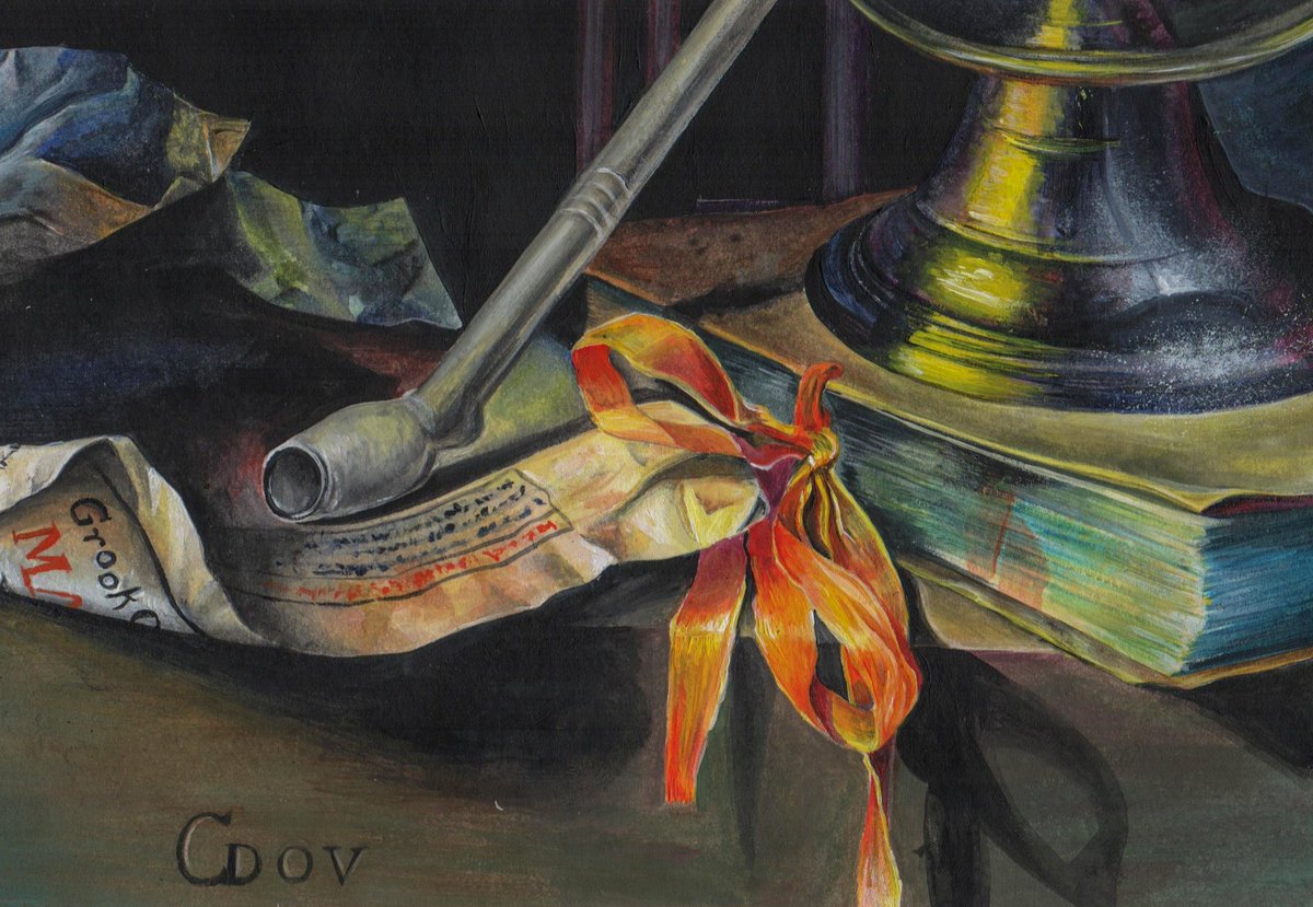 derdiedaselli's tweet photo. #acryl #acrylicpainting #paint #painting #copy #kopie #gemälde #ausschnitt #fragment #gerarddou #dou #stillleben #stilllife #taschenuhr #stilllebenmitleuchterundtaschenuhr https://t.co/3uYREd66rW