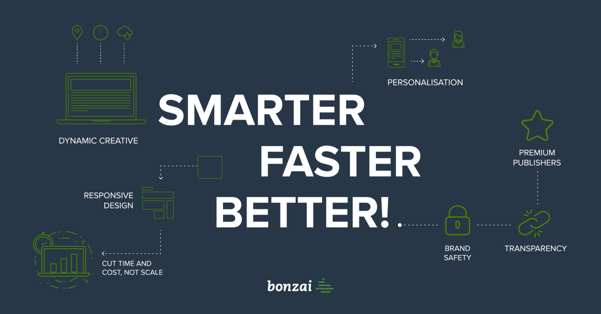 BonzaiTweets's tweet photo. Want to make your digital advertising Smarter, Faster, Better in 2019? Check out Bonzai - The Programmatic Creative Management Platform.  

To know more visit https://t.co/BOjQ4TNQIM https://t.co/CZk95qjXKE