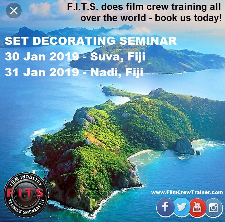 FilmCrewTrainer's tweet image. #Fiji we are coming back with our #SetDecorating seminar! Contact @FilmandFiji to register.

#Suva 30 Jan
#Nadi 31 Jan

Great #filmcrew training workshop opportunity. Beginners welcome + #filmmakers wanting to learn about other #filmset departments.